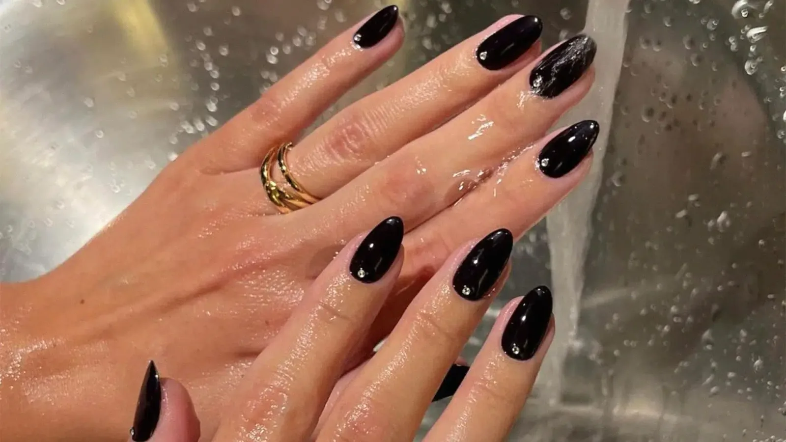 wearing dark nail polish